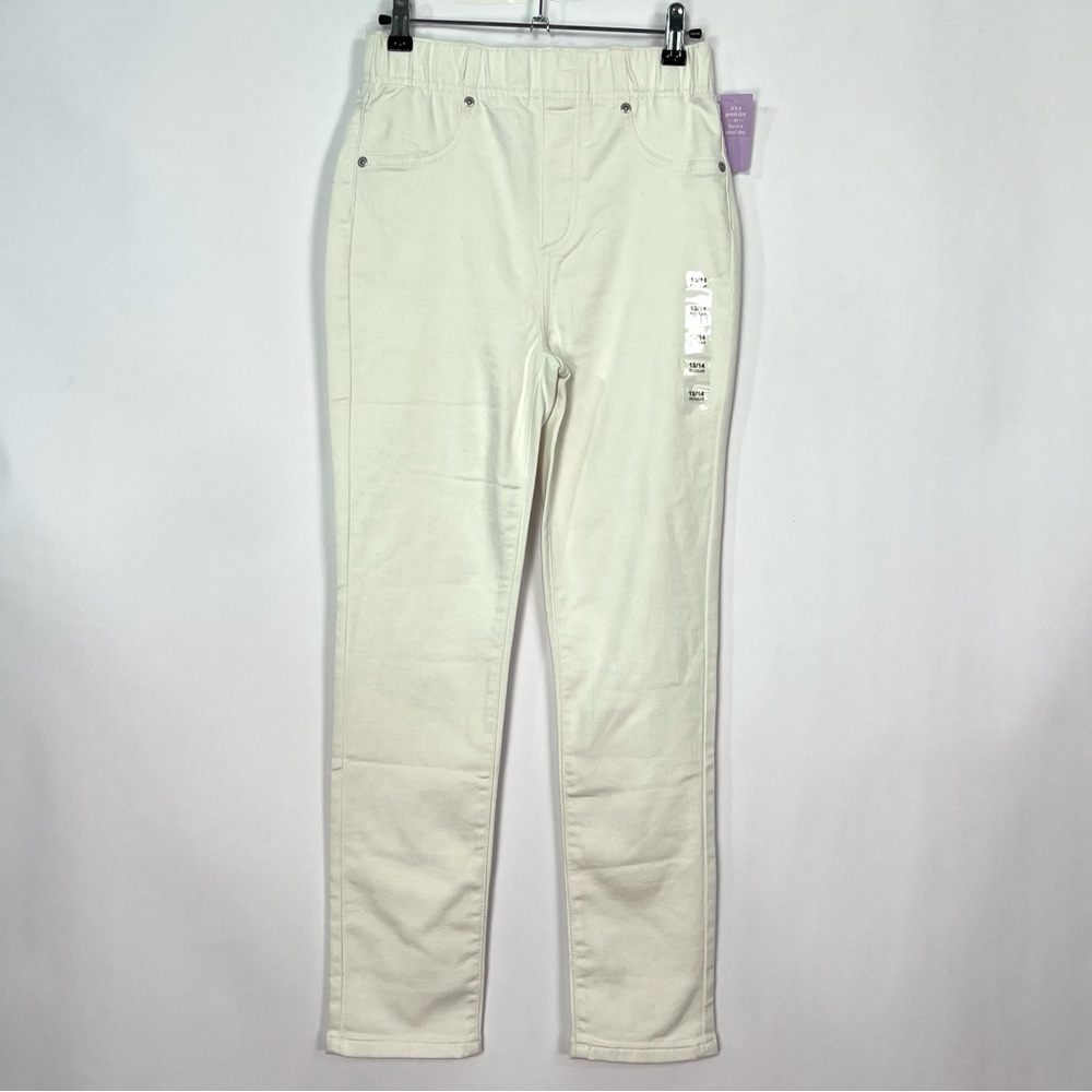 Girls Skinny High Rise Jegging Pants Jeans White Purple Back Stitching Sz 13/14